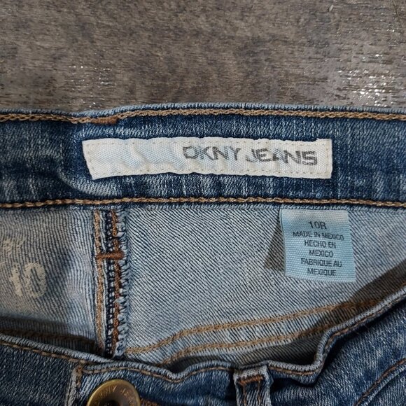 Thrashed Distressed DKNY Boot Cut Cotton Spandex Fits 30x30 size 10 - Picture 8 of 15